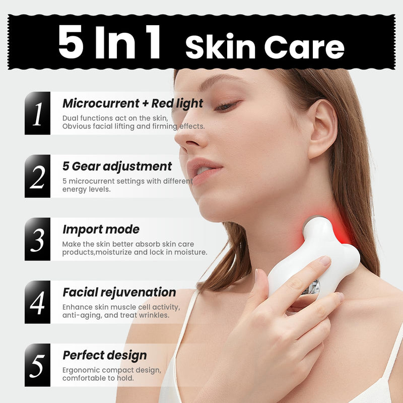 Microcurrent Facial Device,Latest Red Light Technology，Enhances The Ability to Lift The Face and Tighten The Skin，Facial Wrinkle Equipment，Smart Photon Micro-Current Device, Model:EP-300.