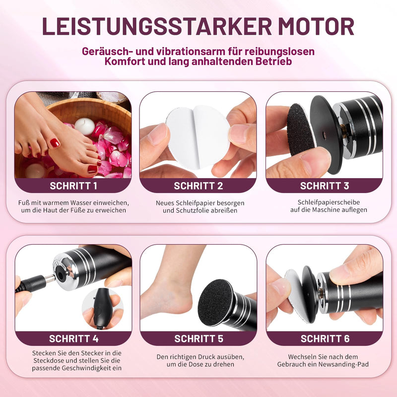 [Australia] - AORAEM Electric Callus Remover, Adjustable Speed Pedicure Set, Professional Callus Removal Foot for Dead Skin Dry Skin Cracked Heels Calluses, with 60 Replacement Sanding Pads 