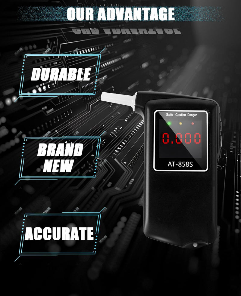 2026 Portable Breathalyzer, Easy-to-Use Alcohol Tester with Backlit Display - Ideal for Home Use, Parties, and Special Events, Professional Alcohol Tester with 10Pcs Mouthpieces