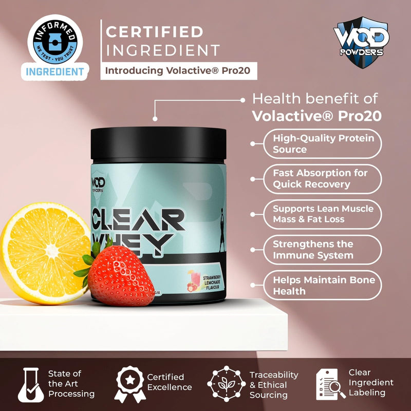 Clear Whey Isolate Protein Powder – Refreshing Protein Shake | Low Lactose, Easy Digesting & High in Protein | Ideal for Workout Recovery – 500g, 25 Servings (500 Grams, Strawberry Lemonade) 500 grams
