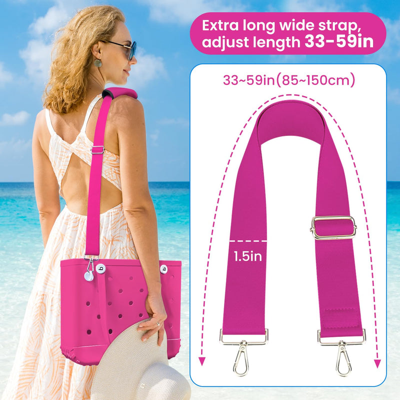 XYFuuee Replacement Strap Wrap& Top Cup Holder Tray for Bogg Bag, Must Have Beach Rubber Tote Bag Accessories, Adjustable Crossbody Shoulder Long Straps, Instant Table, Free Your Hand