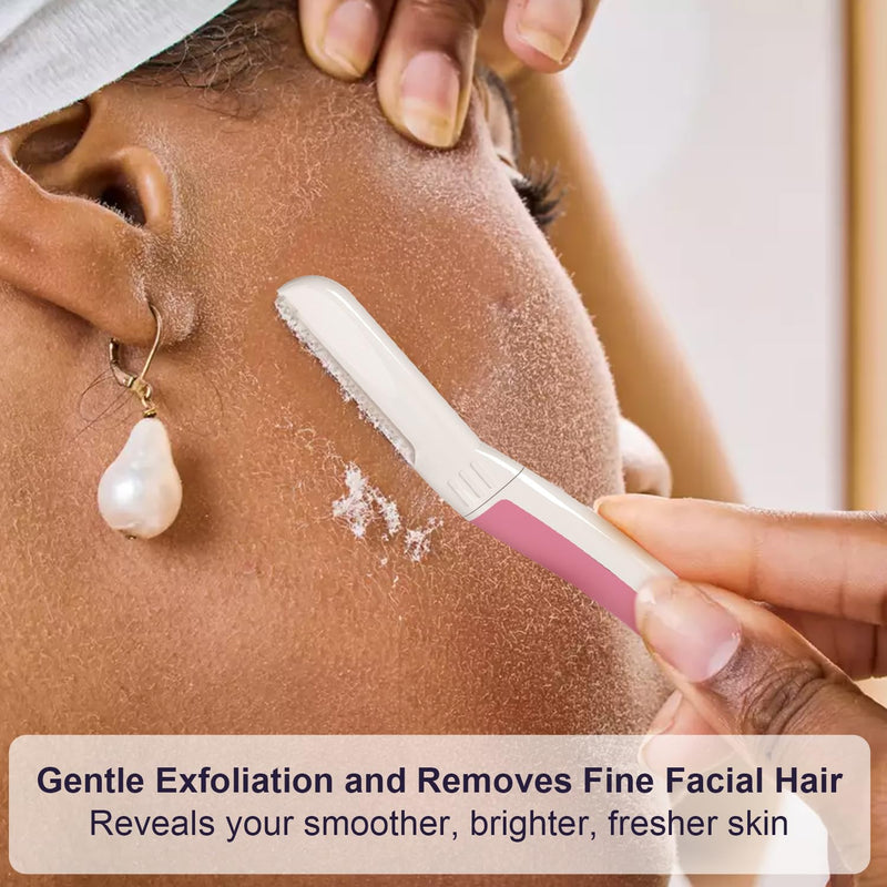 Dermaplane Razor - Facial Razor for Women - Dermaplaning Tool, with 19 Microblades for Face, Peach Fuzz Remover, Remove Facial Hair for Smoother Skin and Perfectly Shape Brows, Pearl Blush Pearl Blush Razor