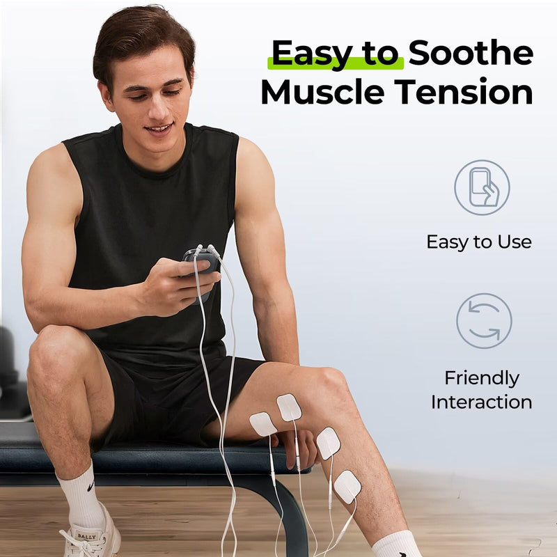 AUVON 3-in-1 TENS Unit Muscle Stimulator, 40 Levels for Gradual Pain Relief | EMS Massage Machine, Drug-Free for Shoulder, Sciatica, Back Pain Relief, 24 Modes Electronic Pulse Massager, 12 TENS Pads A Dark Grey