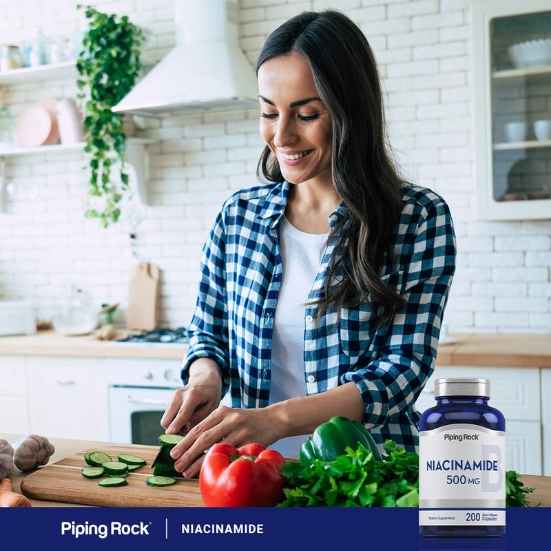Piping Rock Niacinamide 500mg | 200 Capsules | Vitamin B3 | Non-GMO, Gluten Free Supplement