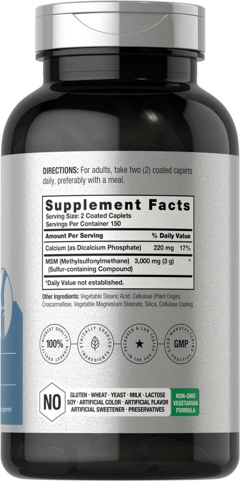 [Australia] - Horb√§ach MSM Supplement | 3000mg | 300 Coated Caplets | Methylsulfonylmethane with Calcium | Vegetarian, Non-GMO, Gluten Free 