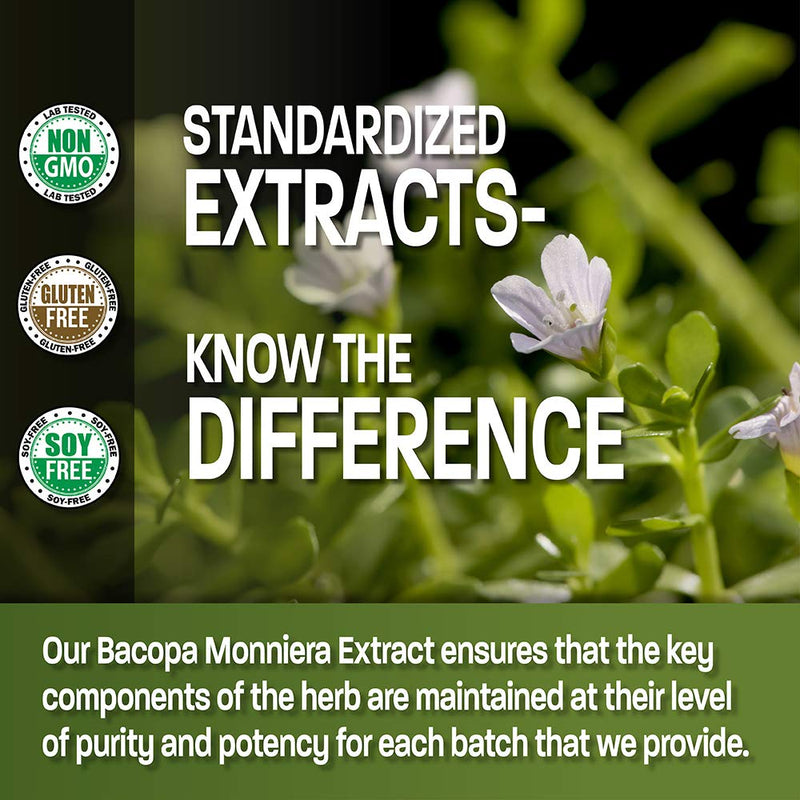 [Australia] - Bronson Bacopa Monnieri Extract 500 mg - Promotes Mental Clarity and Brain Function - Non GMO, 90 Vegetarian Capsules 
