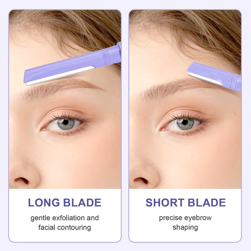 Dermaplane Razor for Women Face & Eyebrow - Dermaplaning Tool for Peach Fuzz Facial Hair Removal,High Precision Blade for Smooth Skin (Purple, 12 Count) Purple 1 Count (Pack of 12)