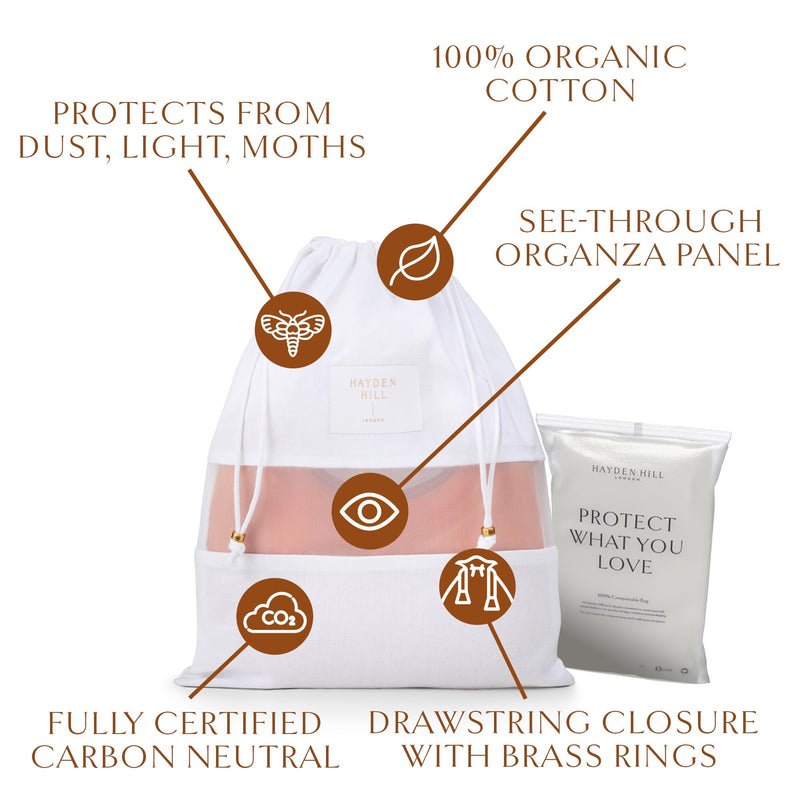 Luxury Organic Cotton Dust Bags For Handbags - 6 Pack Mixed Sizes - Handbag, Purse and Shoe Storage - Certified Carbon Neutral