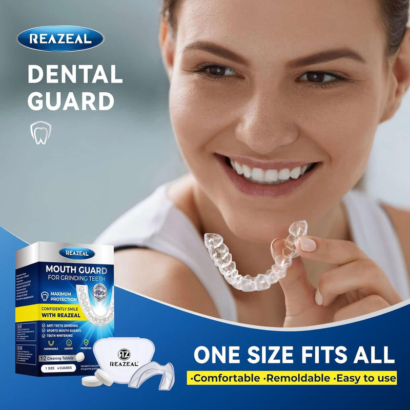 [Australia] - Mouth Guard, Mouth Guard for Grinding Teeth, Custom Mouth Guard for Clenching Teeth at Night, Night Guards for Teeth Grinding, Anti Grinding Dental Night Guard Bruxism Mouthguard - 4 Pack/One Size 