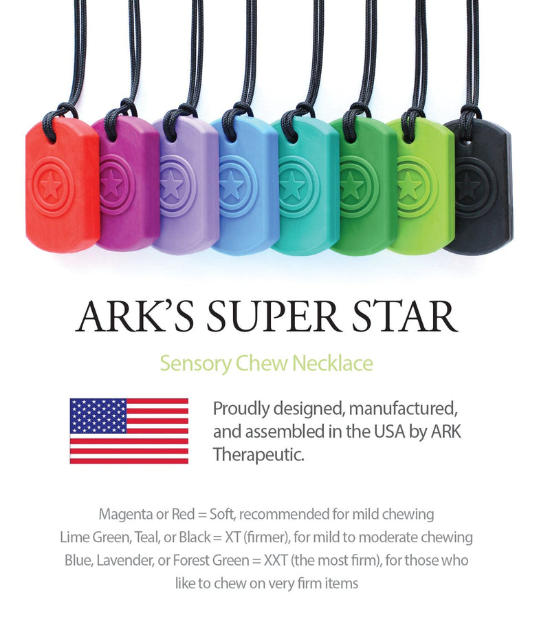 [Australia] - ARK Super Star, Chew Necklaces for Sensory Kids and Adults, Oral Fidget for Autism, ADHD, SPD, Anxiety, Medical-Grade Sensory Chew Necklace, Standard, Softest, Red 