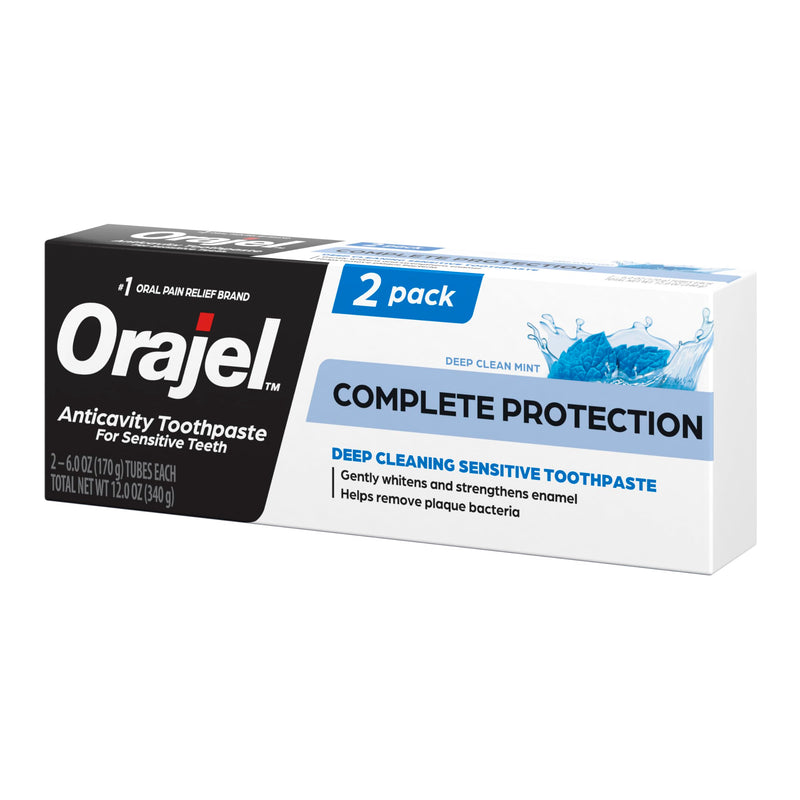 [Australia] - Orajel Complete Protection Deep Cleaning Sensitive Toothpaste, Gently Whitens Teeth, Anticavity Fluoride Toothpaste for Adults, Deep Clean Mint Flavor, 6.0 Oz (2 Pack) 