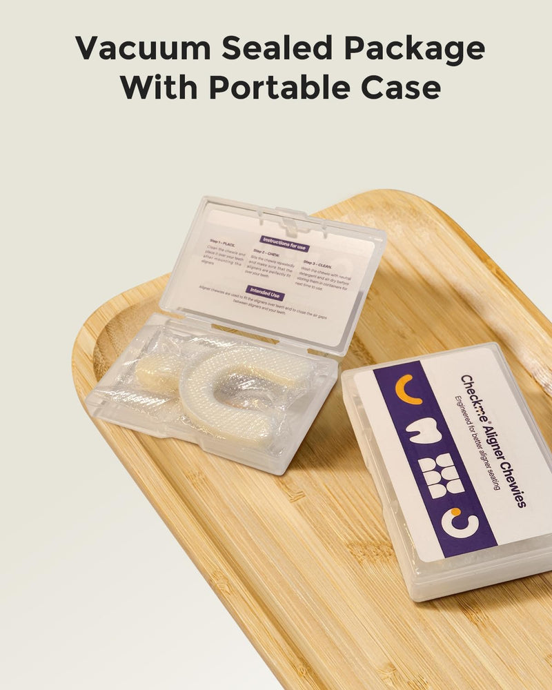 Checkme Aligner Chewies for Invisalign, U-Shaped Orthodontic Chewies for Aligner Tray Seaters, Non-Slip Retainer Chewies, Durable Food Grade Silicone Dental Chewies, White (2PCS) 2PCS