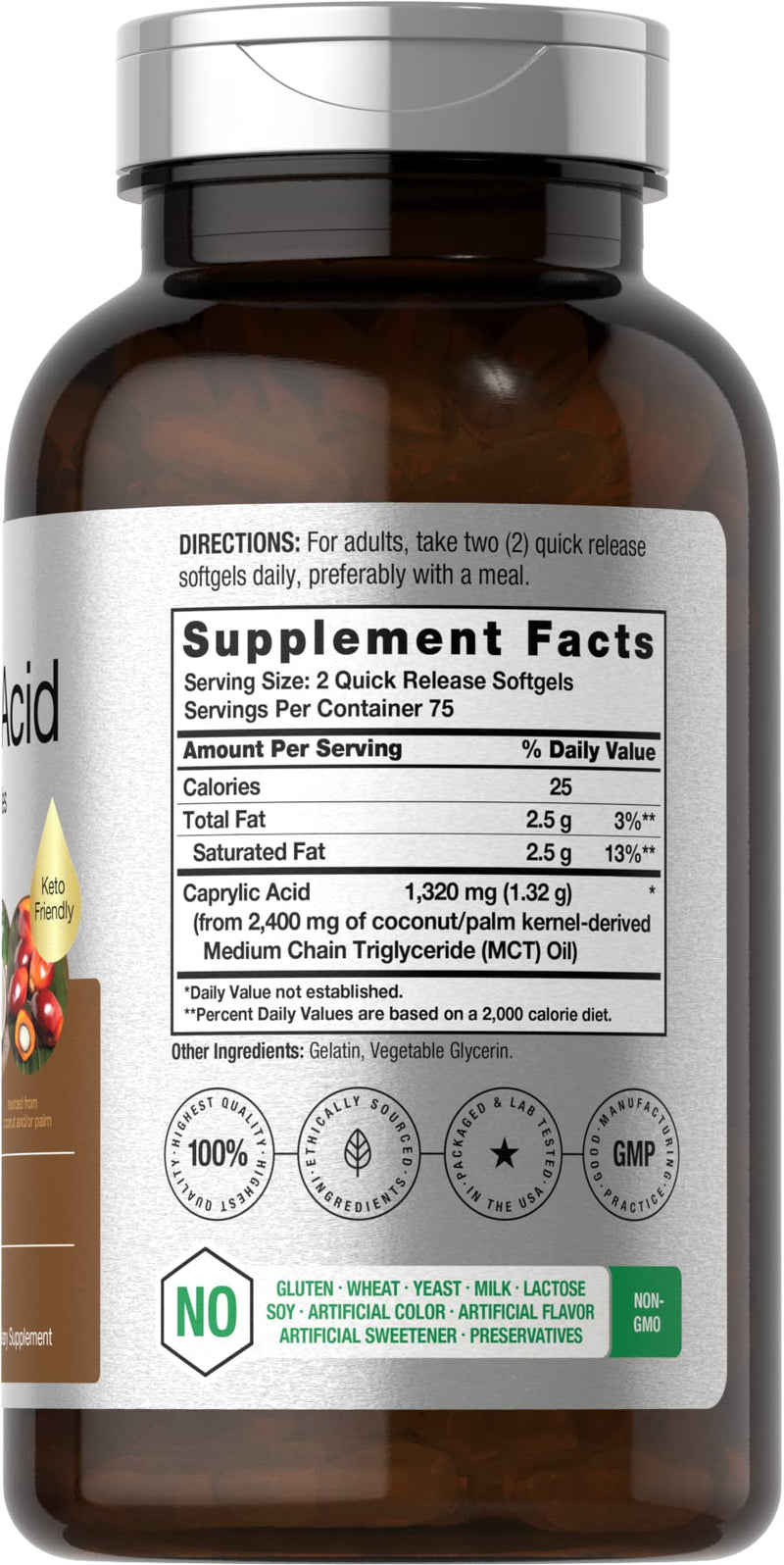[Australia] - Horbaach Caprylic Acid 1320mg Supplement | 150 Softgel Capsules | from MCT Oil | Non-GMO & Gluten Free 