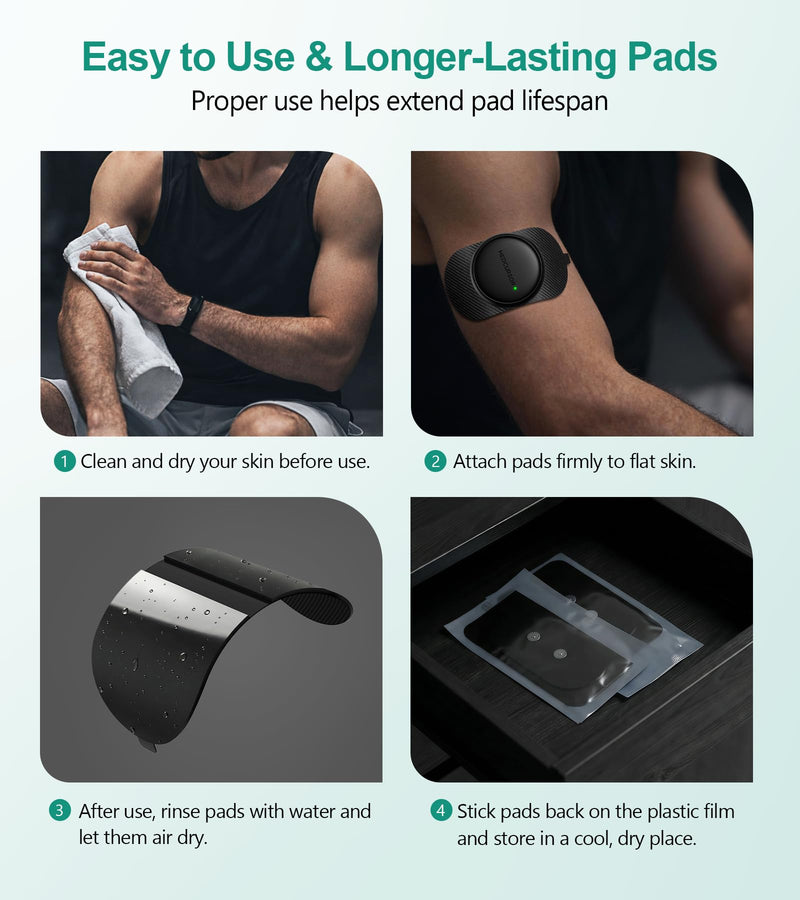 Medcursor TENS Unit Replacement Pads, 8-Pack Electrode Pads with Strong Magnetic Snap, Biocompatible Hydrogel, Reusable 30 Times, Upgraded Self-Stick Performance, Compatible with Medcursor TENS Units