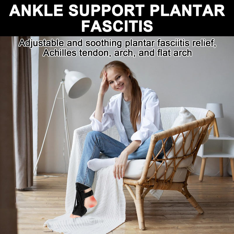 [Australia] - Roinaid Achilles Tendon Bandage Plantar Fasciitis Bandage Comes with 1 Fasciitis Sock and Drawstring Bag Suitable for Achilles Tendonitis Foot Drop Weakness Arch and Foot Problems (Black) 
