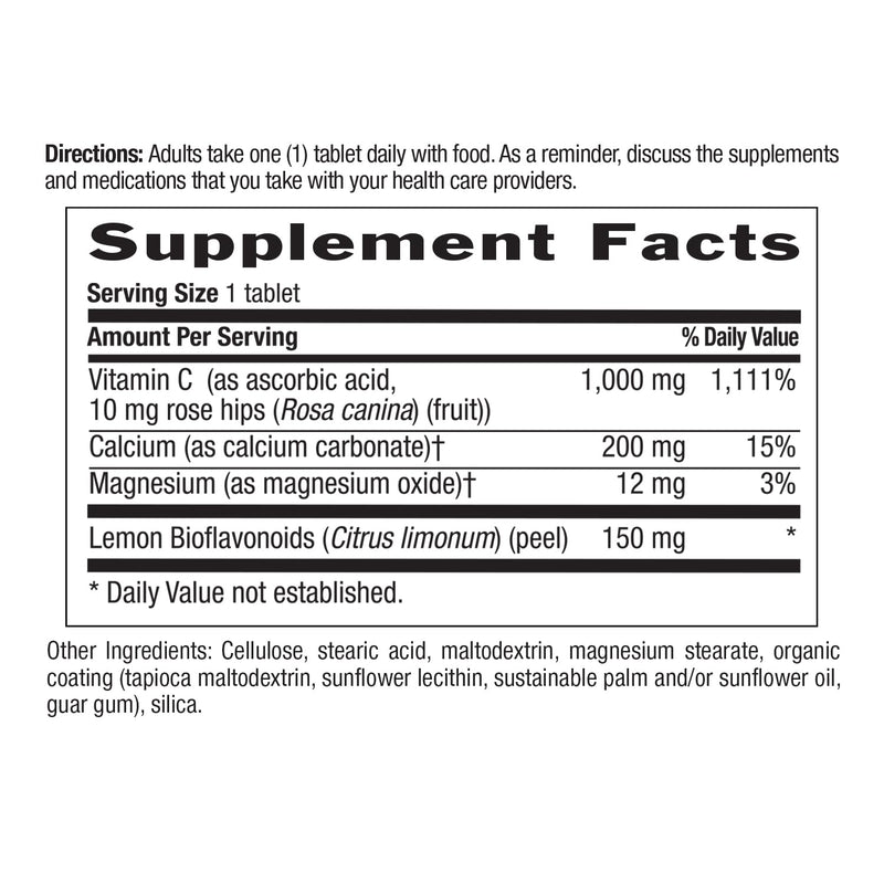Country Life Buffered Vitamin C 1000 mg, 250 Tablets | Gentle one-tablet formula 150 mg lemon bioflavonoids, rose hips, calcium and magnesium for daily immune support 250 Count (Pack of 1)