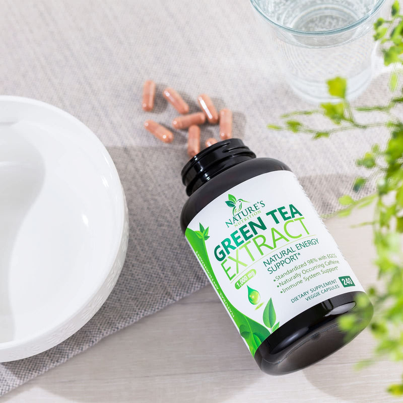 [Australia] - Green Tea Extract Capsules 1000mg 98% Standardized EGCG - 3X Strength for Natural Energy - Heart Support with Polyphenols - Gentle Caffeine - 240 Capsules 240 Count (Pack of 1) 