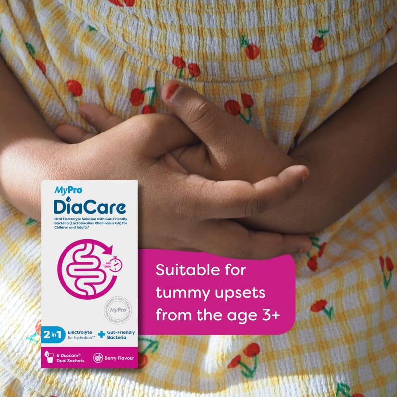 DiaCare Berry 30 Sachets Electrolytes and Probiotic | Berry Flavour Oral Electrolyte & Probiotic Sachets – 30 Sachets Oral Rehydration for Children and Adults