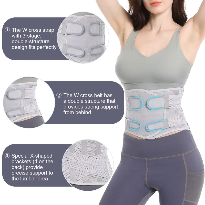 [Australia] - Breathable Back Brace for Relieve Lower Back Pain Women and Men - Back Support Belt and Improve Posture with Comfort, Back Pain Relief Products, Posture Corrector Grey Medium 