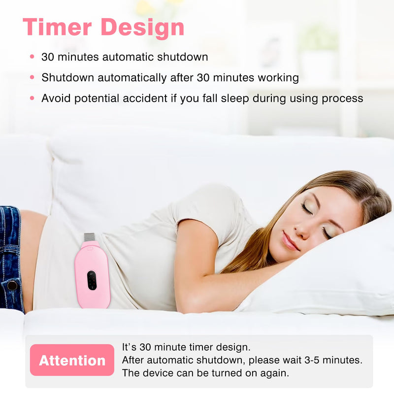 [Australia] - Heating Pads, Glyduny Period Cramp Massager Portable Cordless Heating Pad with 6 Heat Levels and 6 Massage Modes for Back Pain Relief Menstrual Heating Pad (Pink) Pink 