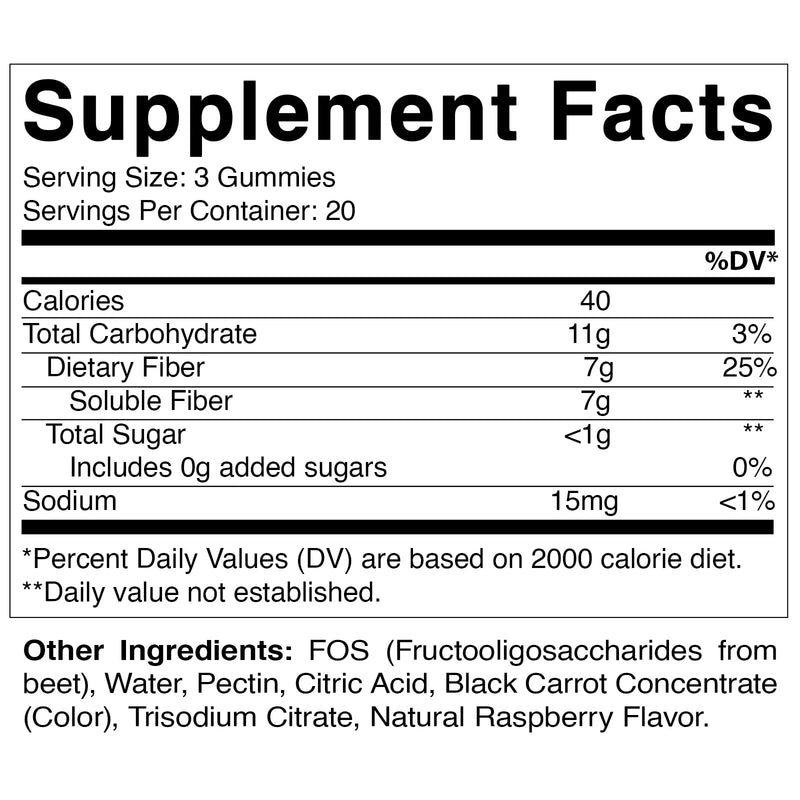 [Australia] - Vitamatic Prebiotic Fiber Gummies for Adults - 7G Fiber Extra Strength - Zero Sugar Added - 60 Pectin Based Gummies - Digestive Health & Regularity Support 60 Count (Pack of 1) 