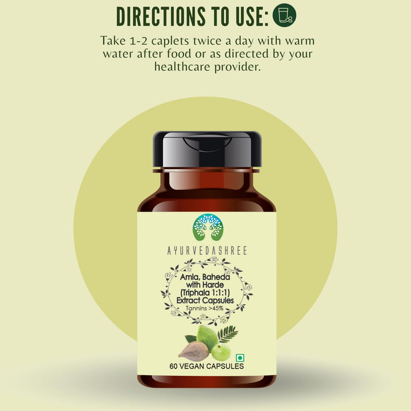 [Australia] - Triphala Extract 500mg - 60 Vegetarian Capsules | Amla, Baheda & Harad Extract | | All Natural | 100% Vegan | Gluten-Free | GMP Certified. Triphala 60 Count (Pack of 1) 