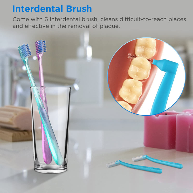 [Australia] - V-Shaped Orthodontic Toothbrush for Braces, with 6 Interdental Brushes, Soft Bristles, 6 Count V Shaped (w/ Interdental Brushes) 