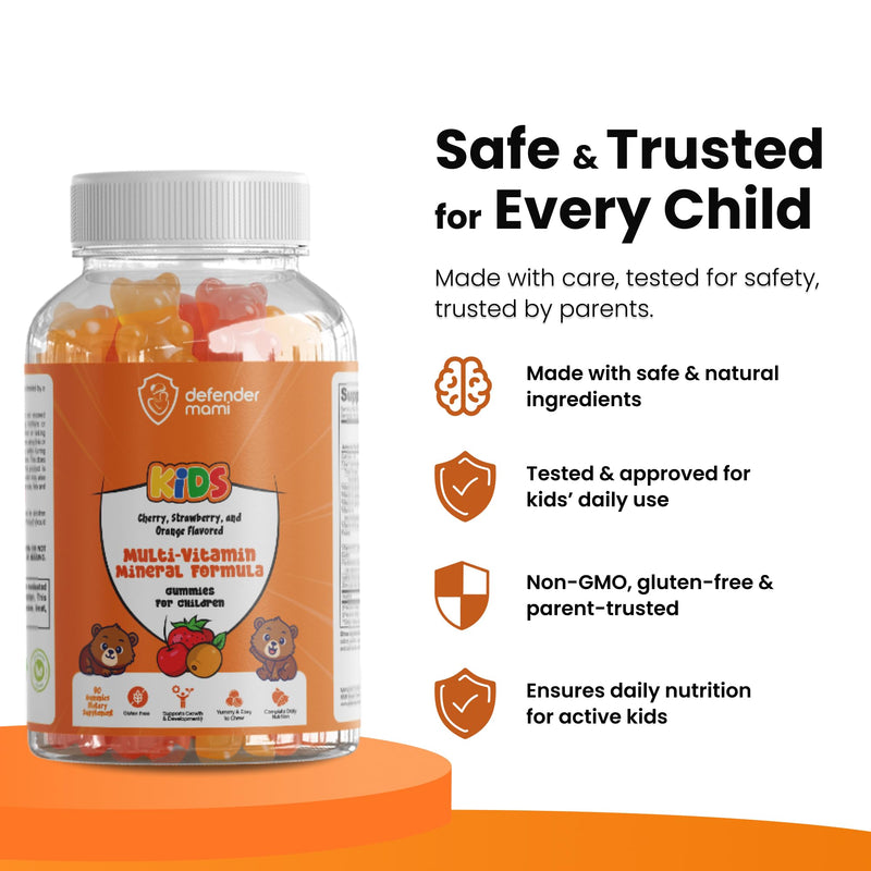 Kids Vitamin Gummies – Multivitamin & Mineral Formula, Non‑GMO · Gluten‑Free, 90 Count Chewables for Daily Immune, Growth & Bone Support