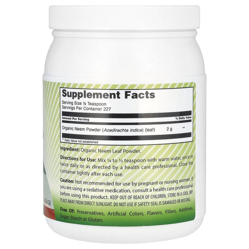 [Australia] - Amazing India USDA Certified Organic Neem Powder (Non-GMO) 16oz - Promotes Blood Purification, Healthy Immunity & Healthy Skin 