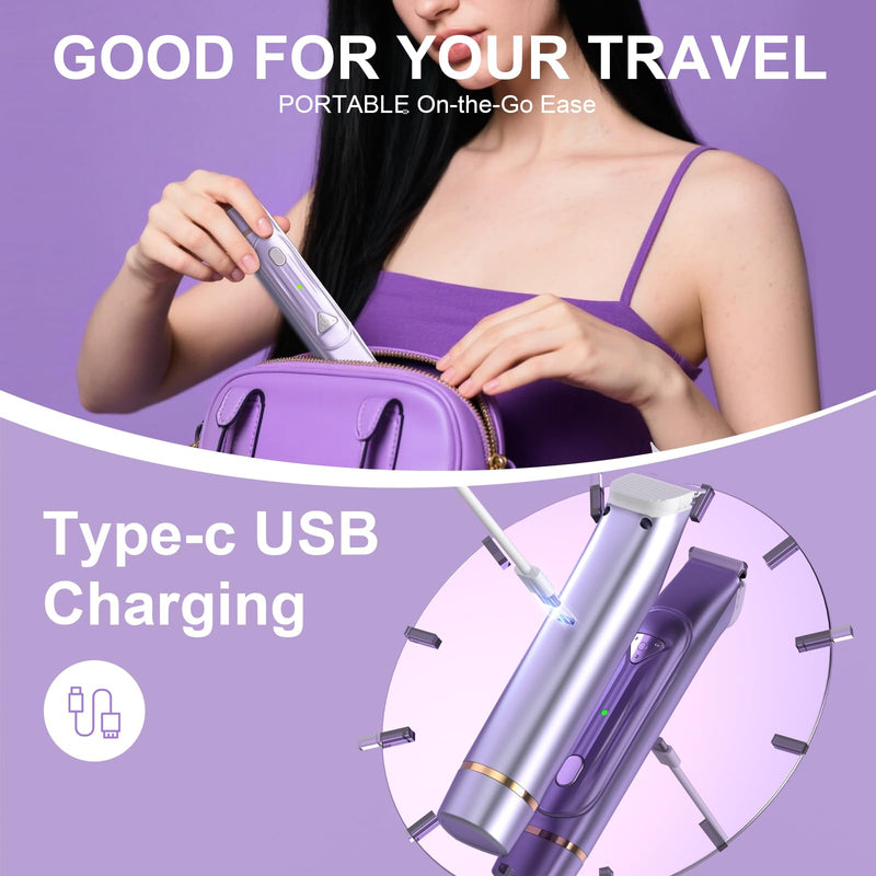 Dermave Bikini Shaver - Bikini Trimmer for Women, Waterproof Electric Dual Head Shaver (Purple) Purple