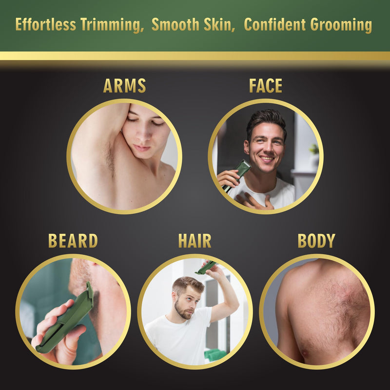 Electric Body Hair Trimmer - Groin Trimmer for Men - Bikini Trimmer Women - Wet/Dry Shaver Groomer, Rechargeable, Waterproof, Painless Hair Removal (Green) Green