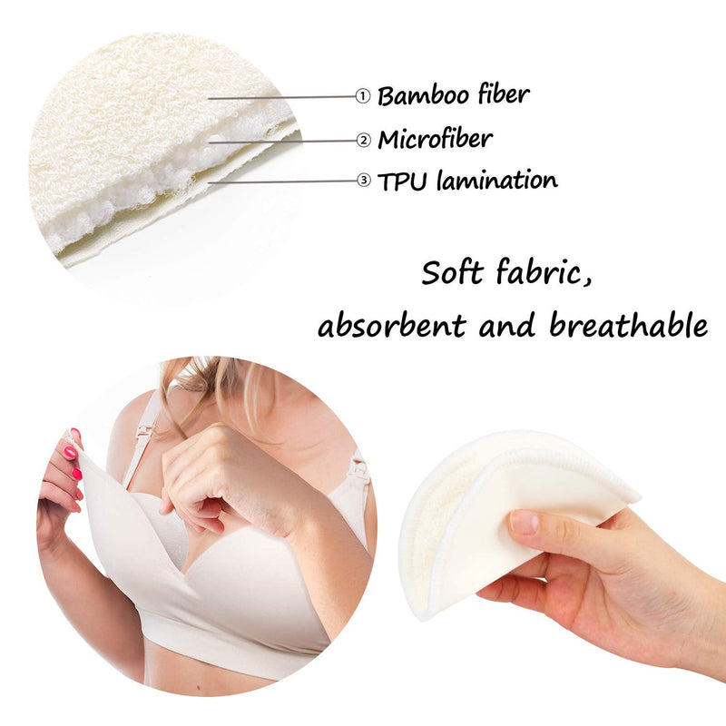 [Australia] - PHOGARY 14PCS Washable Nursing Pads, Reusable Organic Bamboo Breast Pads with Laundry Bag and Storage Bag - Soft, Absorbent, Hypoallergenic, Eco Pads for Breastfeeding 