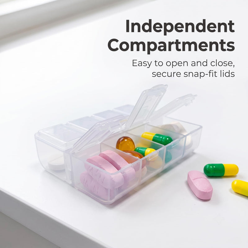 Pill Case for Vitamin and Supplement Organizer, EFFIET 7-Day Portable Cute Little Pill Box with Fabric Cover (Green) Green