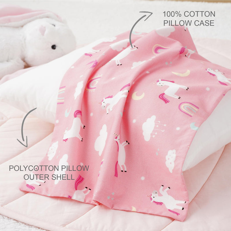 [Australia] - Bunnikins & Clover Toddler Pillows with Pillowcase, 13"x18" Soft Cotton Kid Pillows for Sleeping, Bedding Small Pillow for Boys and Girls Aged 2-5 Years Unicorn 