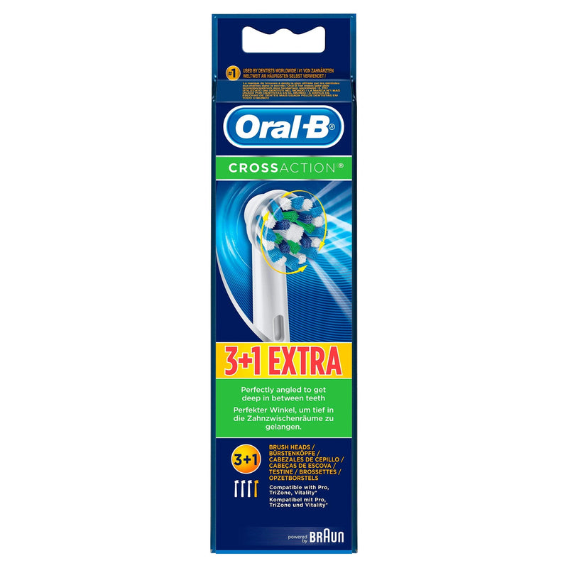 Oral B Cross Action Electric Toothbrush Replacement Brush Heads Refill, 4Count White 4 Count (Pack of 1)