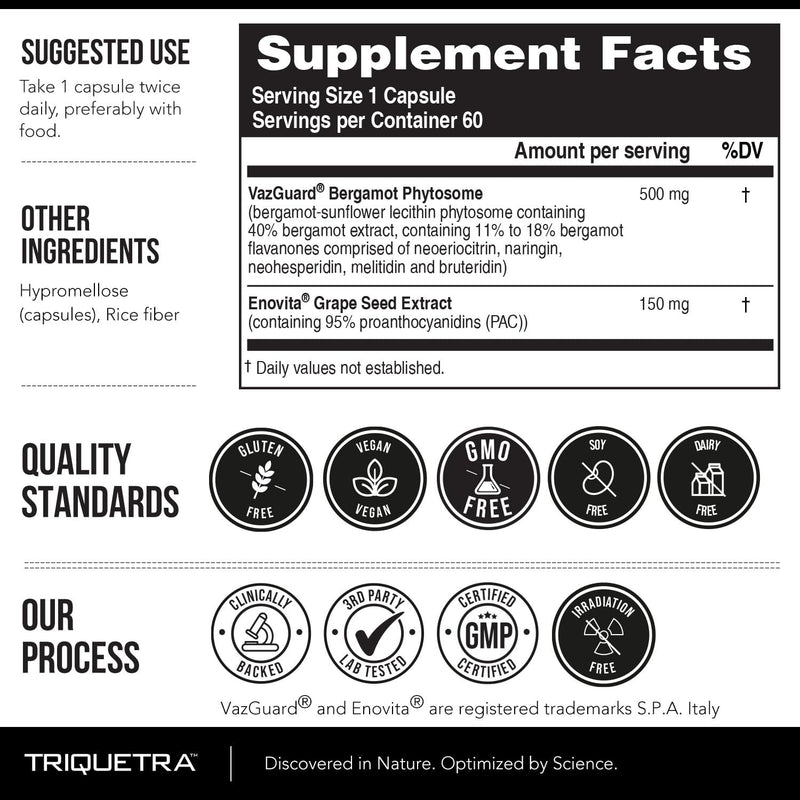 [Australia] - SoActive Bergamot: 2.5X More Effective, Italian Citrus Bergamot Phytosome - Clinically Validated | Enhanced with Grape Seed Extract with 95% PAC - Supports Cholesterol & Cardiovascular (60 Capsules) 