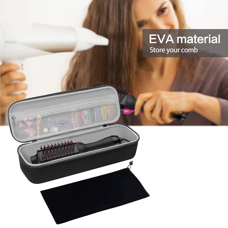 MOSISO Hard Travel Case Storage Bag Compatible with Revlon One-Step Hair Dryer Brush & Volumizer & Styler &Travel Jewelry Organizer Case, Folio Portable Jewelry Bag with PU Handle, Black&Pink