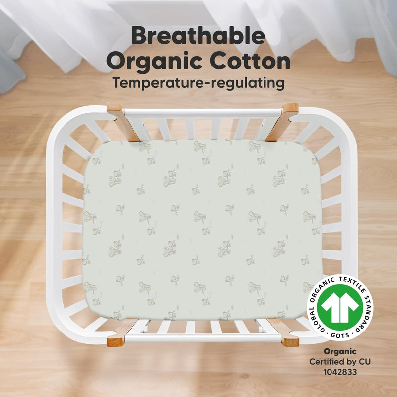 [Australia] - 2-Pack Mini Crib Sheets Fitted, Pack and Play Sheets - Organic Cotton Pack N Play Sheets for Pack and Play Mattress, Playard Baby Crib Sheets, Jersey Crib Sheets Neutral for Boys, Girls (Elly) Elly 