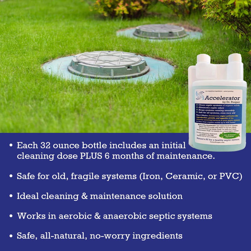 [Australia] - Dr. Pooper Accelerator Septic Tank Treatment - Environment-Friendly Septic System Maintenance Liquid - Eliminates Odors - Clears Organic Solids in Tanks & Drain Fields - Safe for All Septic Systems 