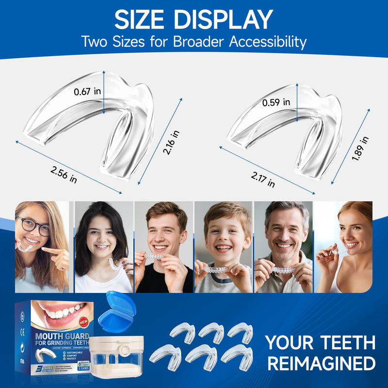 [Australia] - Mouth Guard for Grinding Teeth at Night，buluoushen Night Guards for Teeth Grinding，2 Size Mouth Guard for Sleeping，2 Travel Case 
