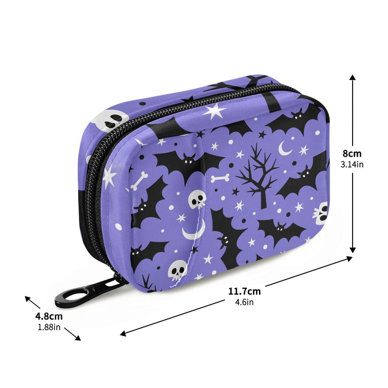 Halloween Bats Travel Pill Organizer Bag | With Zipper 7 Day Portable Weekly Medicine Box Case & Vitamin Supplement Dispenser Pouch for Men Women Color #09