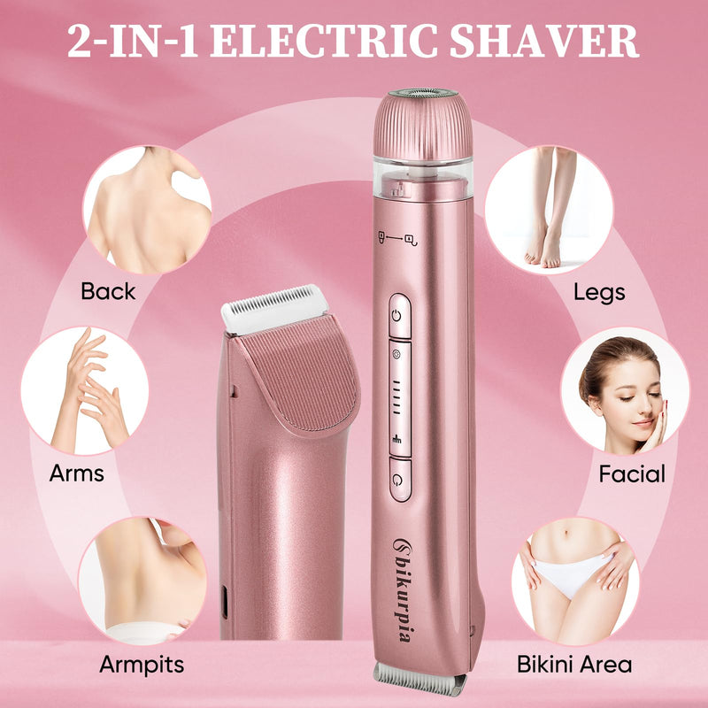 [Australia] - Bikini Trimmer for Women — 2-in-1 Replaceable Women's Facial Razor, Ceramic Blade,Intimate Area Hair Remover, Facial & Body Hair Remover 