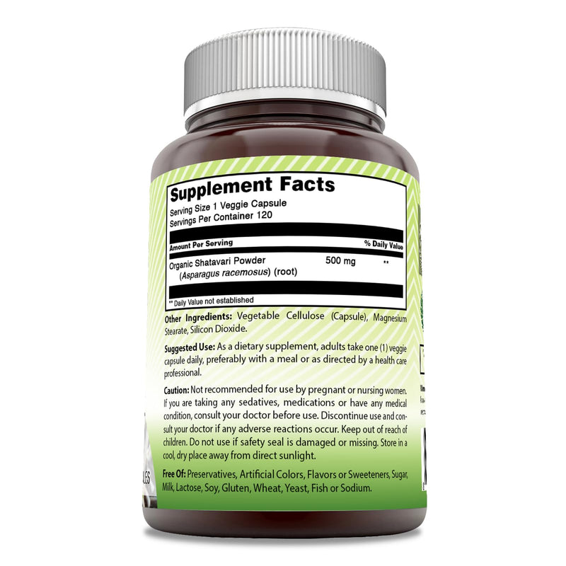 [Australia] - Amazing India Natural Shatavari 500 Mg per Serving Supplement | 120 Veggie Capsules | Non-GMO | Gluten-Free | Vegetarian 120 Count 