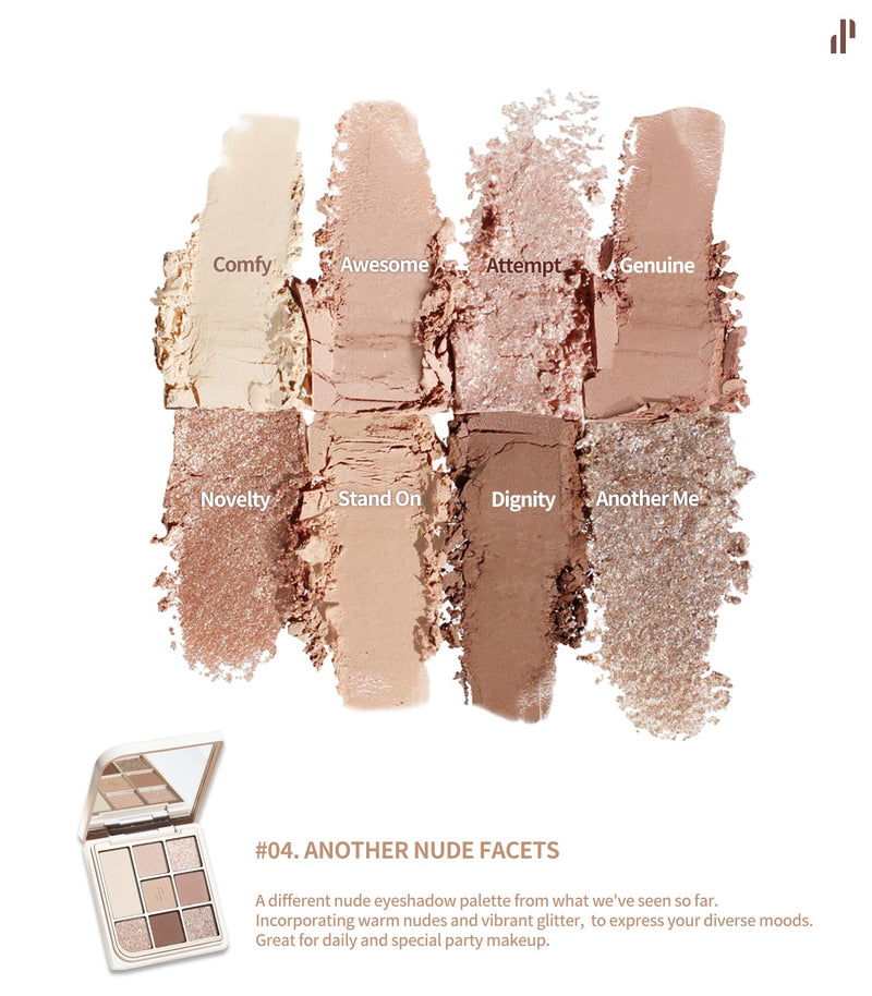 [Australia] - Heart Percent Dote On Mood Eye Palette, Matte & Glitter Nudy Theme Soft & Elegant Look Makeup Eyeshadow (04 Another Nude Facets) 04 Another Nude Facets 