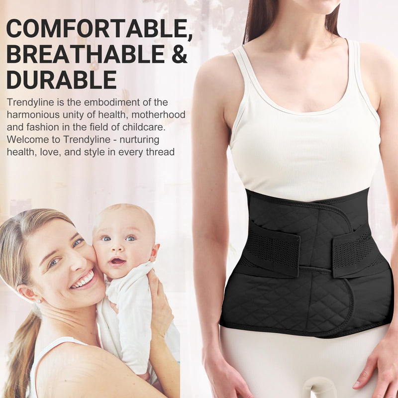 [Australia] - Postpartum Belly Band Wrap: Abdominal Binder Post Surgery Postpartum Belly Wrap Post Partum Binder - C Section Recovery Support Belt Postpartum Girdle Stomach Hysterectomy Belly Band Black Medium 