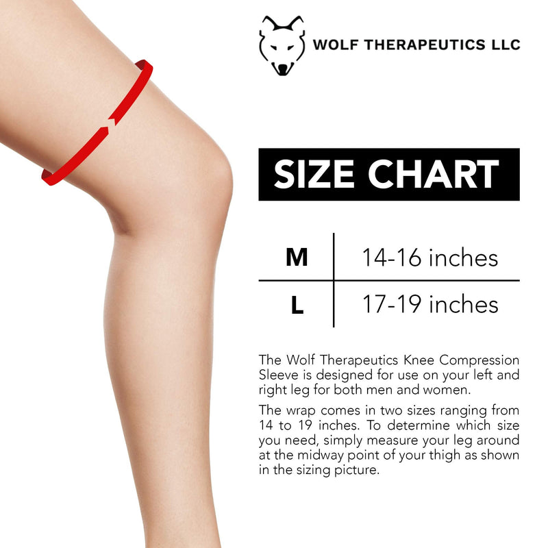 Knee Compression Sleeve - Adjustable Knee Wrap for Crossfit, Powerlifting, Basketball, Soccer, Running - Provides Pain Relief & Patella Support for Men & Women with Arthritis & Knee Injury (Large) Large 17-19 Inch