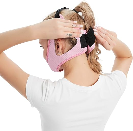 [Australia] - Chin Strap for Cpap Users, Anti Snoring Sleep Aid Solution for Men and Women, Adjustable Effectively Reduce Snoring, Stop Snore Device for Better Sleep (Pink) Pink 