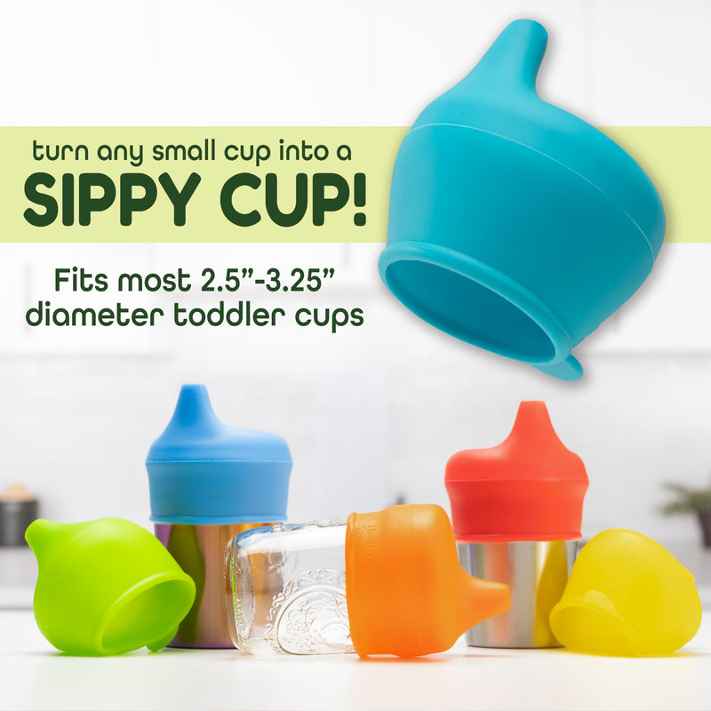 [Australia] - Sippy Cup Lids by Healthy Sprouts - (5 Pack) – Spill Proof Silicone Sippy Lids That Fit Any Cup - Great for Toddlers, Infants, Babies (Red, Blue, Yellow) Red, Blue, Yellow 