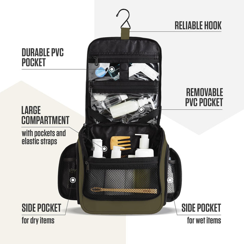 VENTURE 4TH Travel Toiletry Bag & Quick Dry Towel Set - Ideal Travel Bundle for Camping, Hiking, Backpacking and Business Trips - Size L Travel Towel