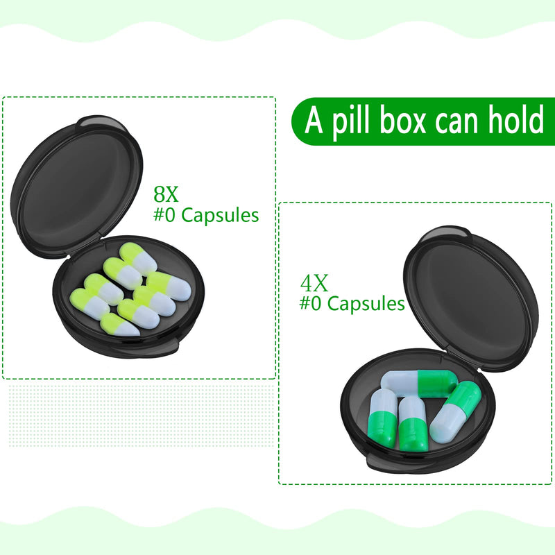 Patelai Small Pill Case Travel Pill Container for Men Pocket,6 Pack | Clear Mini Organizer Box, Round Black Medicine Case Holder, Pocket Purse Briefcase Travel Use, Medicine Cod Liver Oil Storage 6